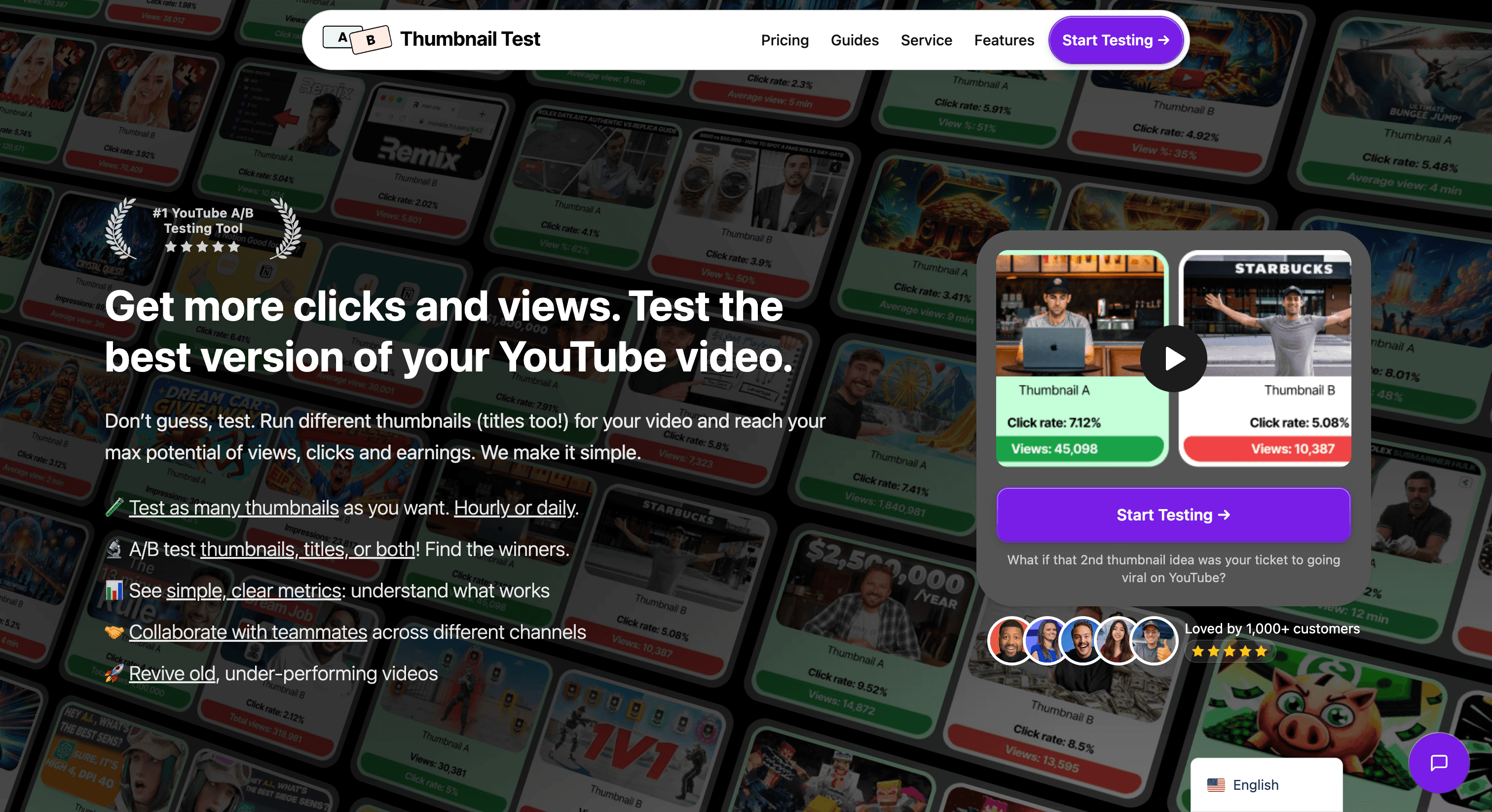 ThumbnailTest (SaaS Platform), product screenshot